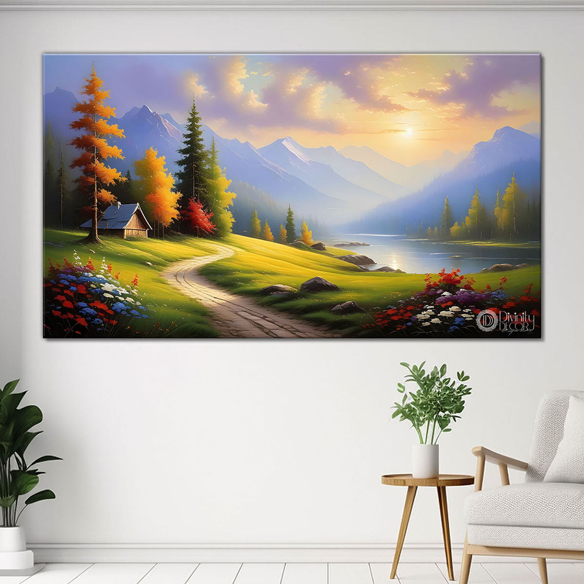 Mountains with tree painting Canvas Painting - Nature Art -321