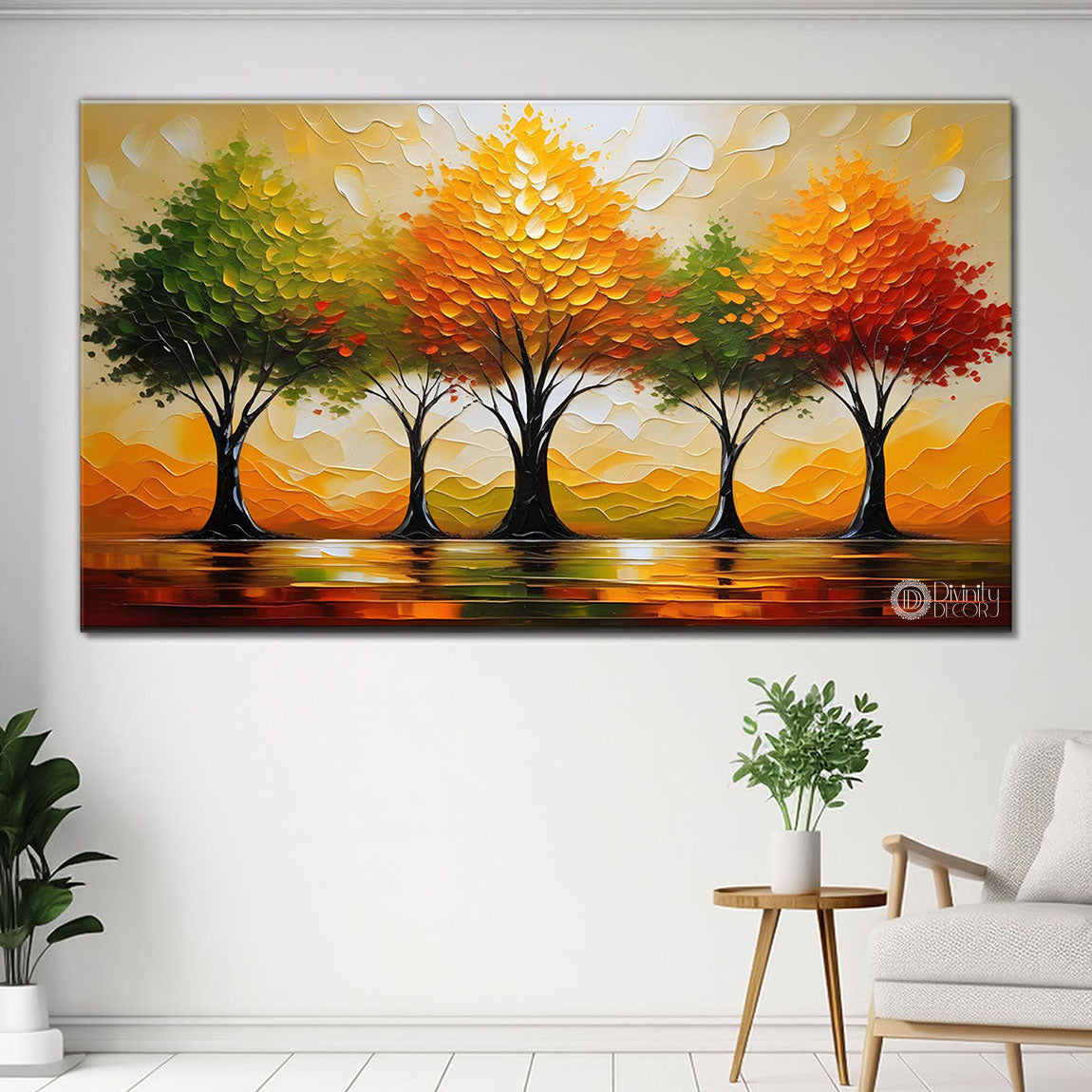Colorful trees textured painting Canvas Painting - Nature Art -322