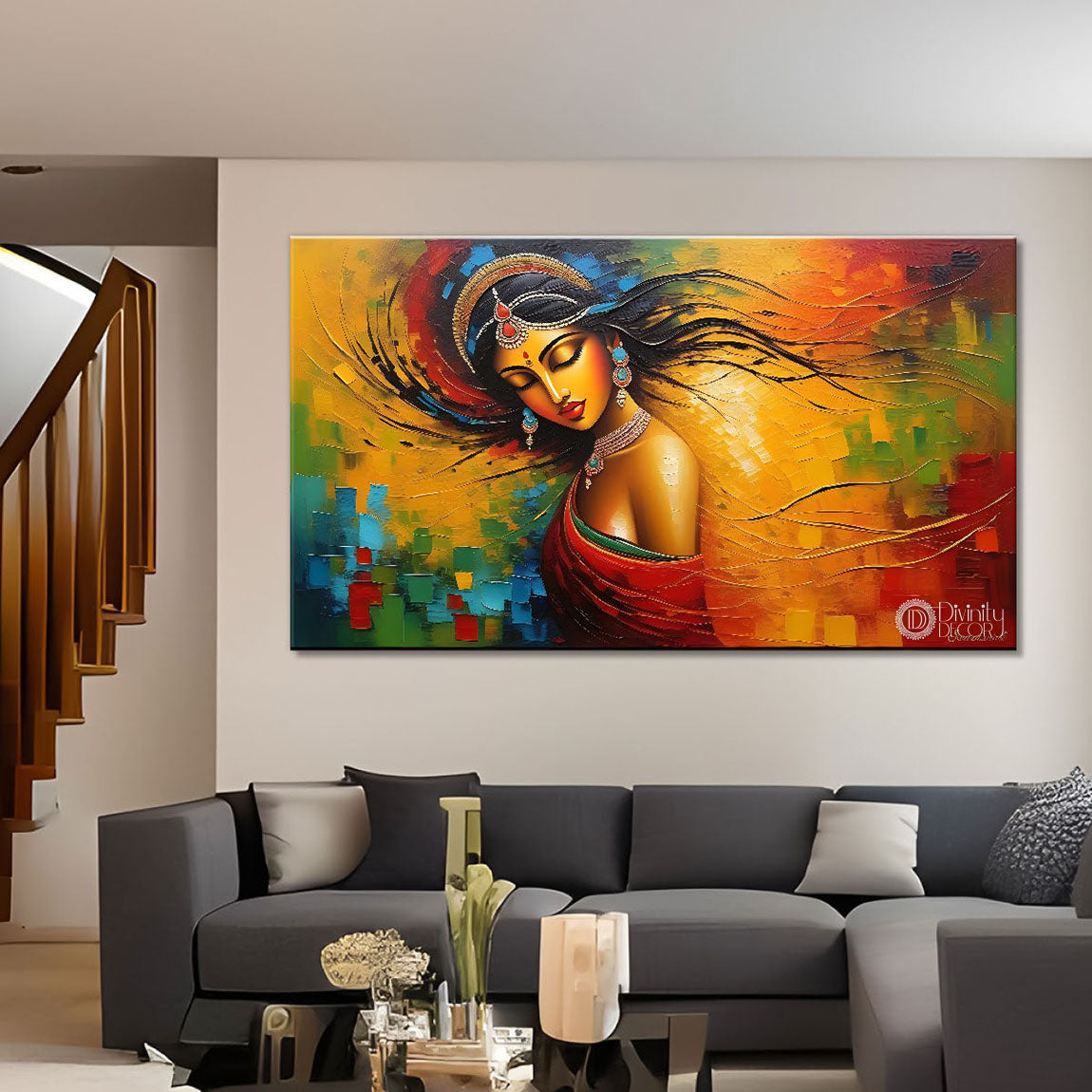 Tribal lady face modern art Canvas Painting - Design - Modern-L-326