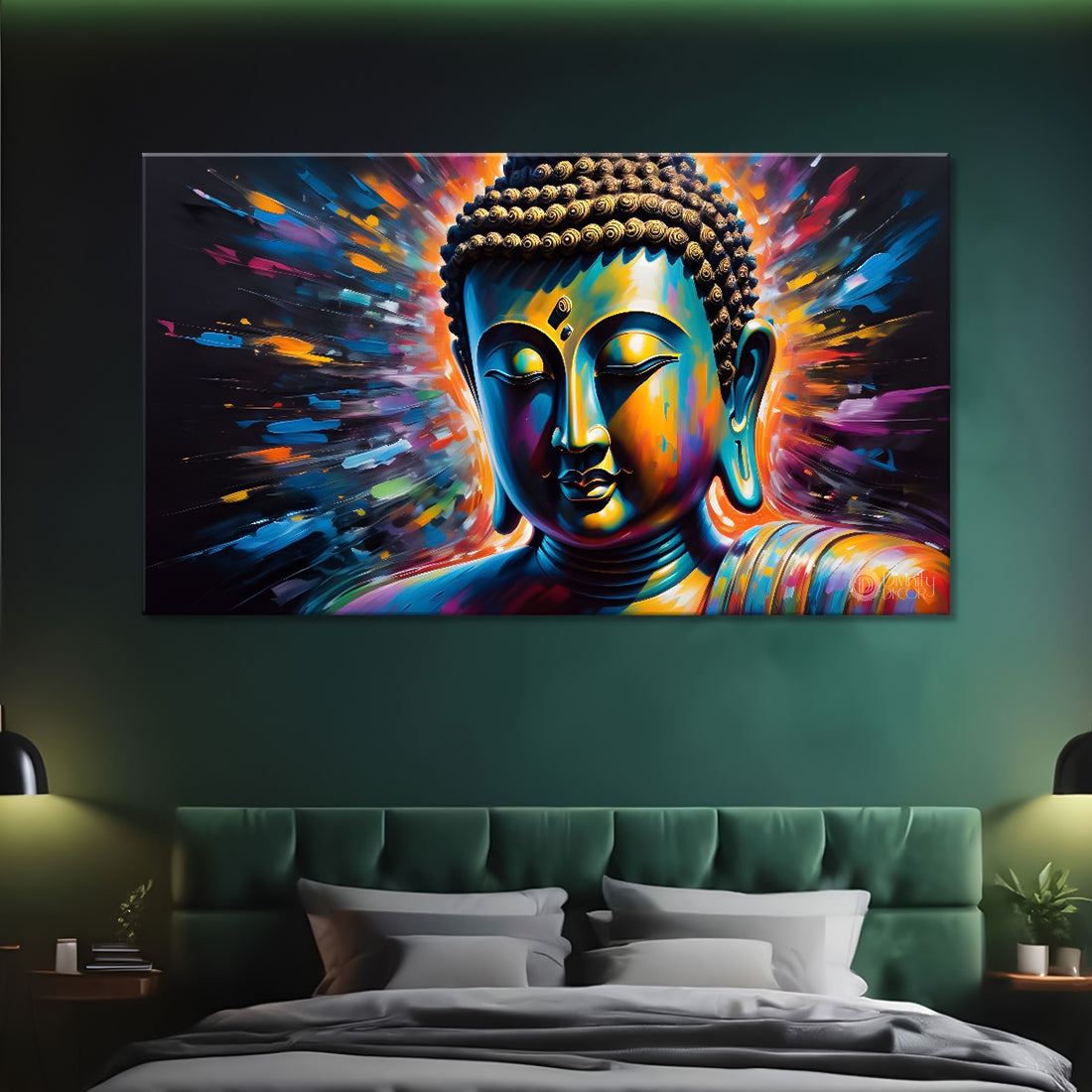 Buddha with colorful background textured painting Canvas Wall Painting - Buddha-330