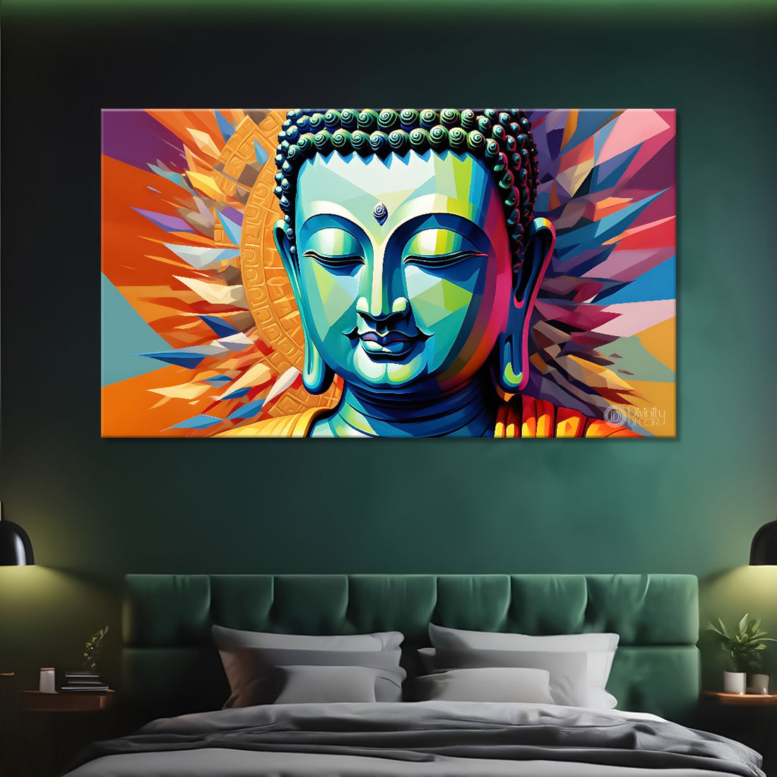 Buddha with colorful background textured painting Canvas Wall Painting - Buddha-332