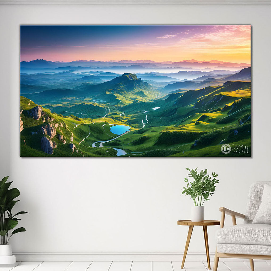 Mountains and greenery painting Canvas Painting - Nature Art -337