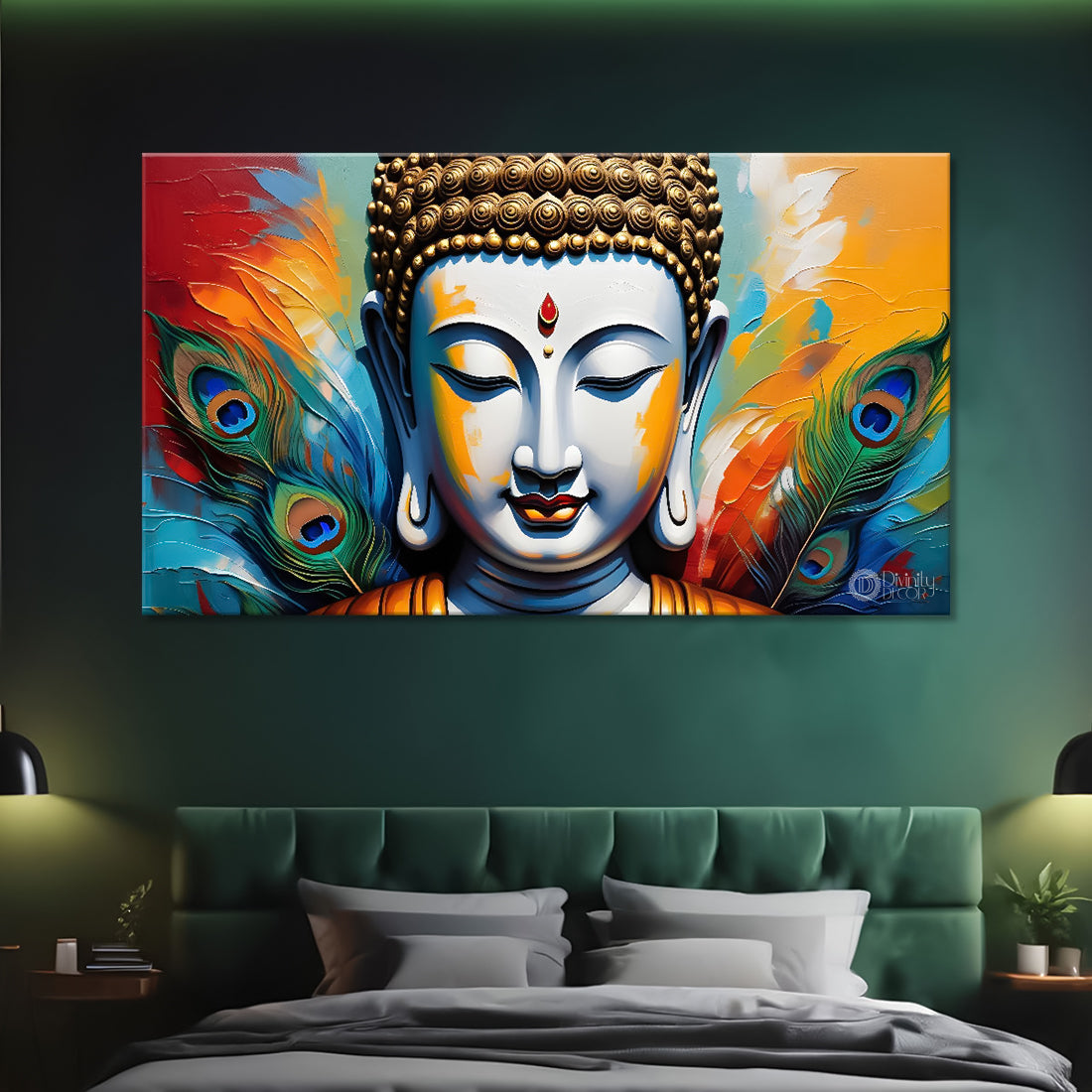 Buddha with colorful background textured painting Canvas Wall Painting - Buddha-338