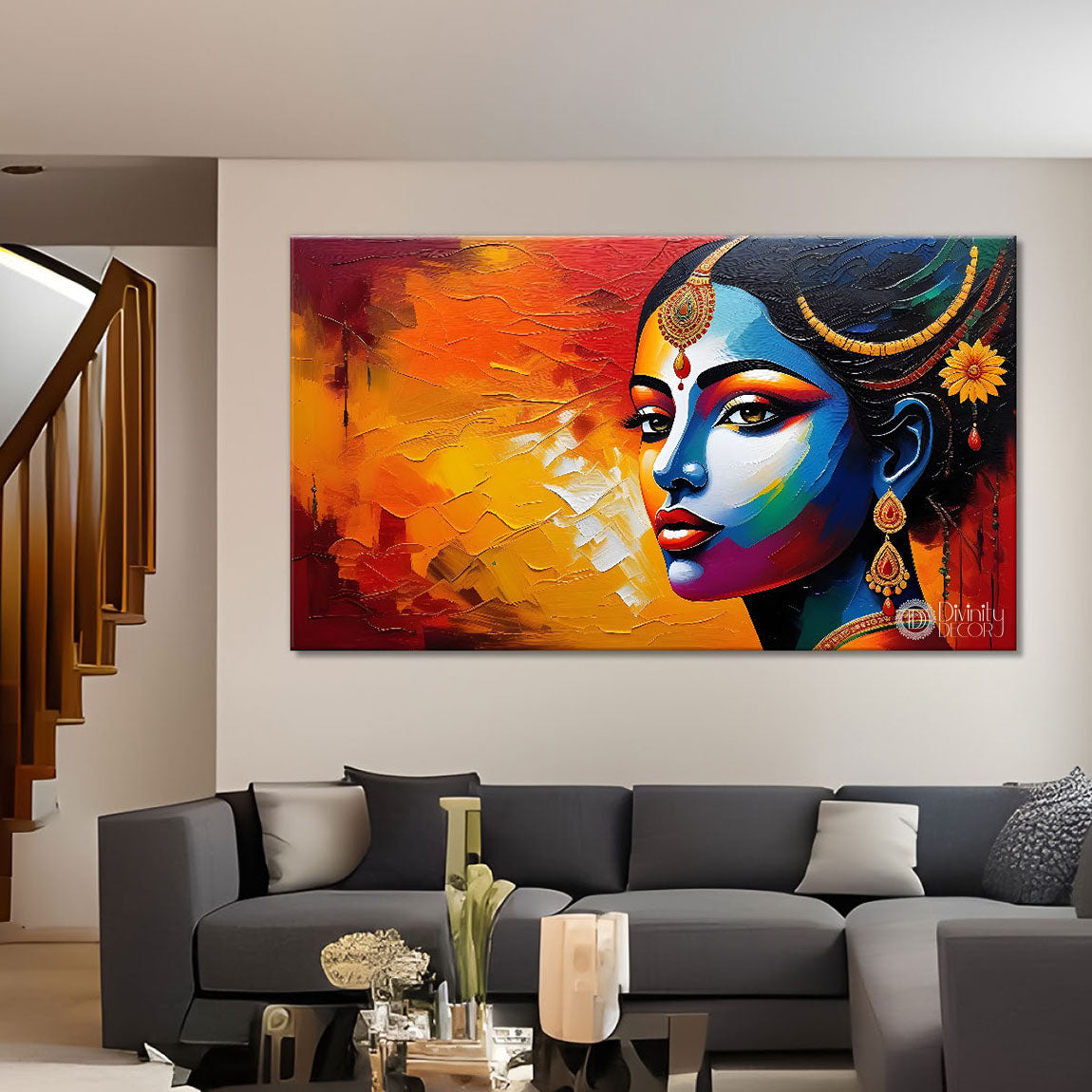 Tribal lady face modern art Canvas Painting - Design - Modern-L-339