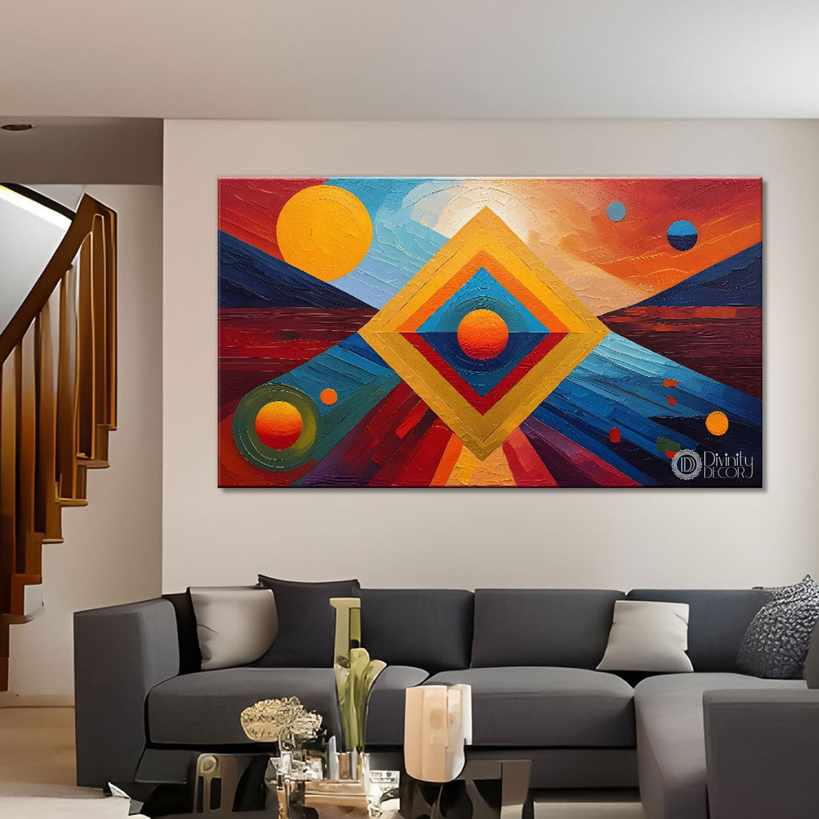 Colorful textured oil painting Canvas Painting - Design - Modern-L-341