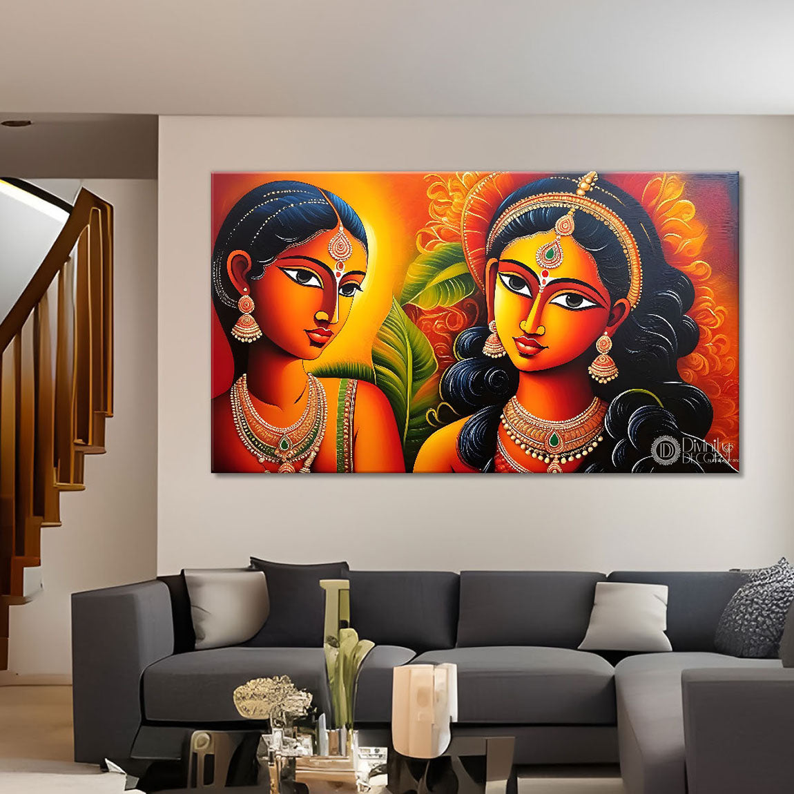Beautiful women with colorful background modern art Canvas Painting - Design - Modern-L-343