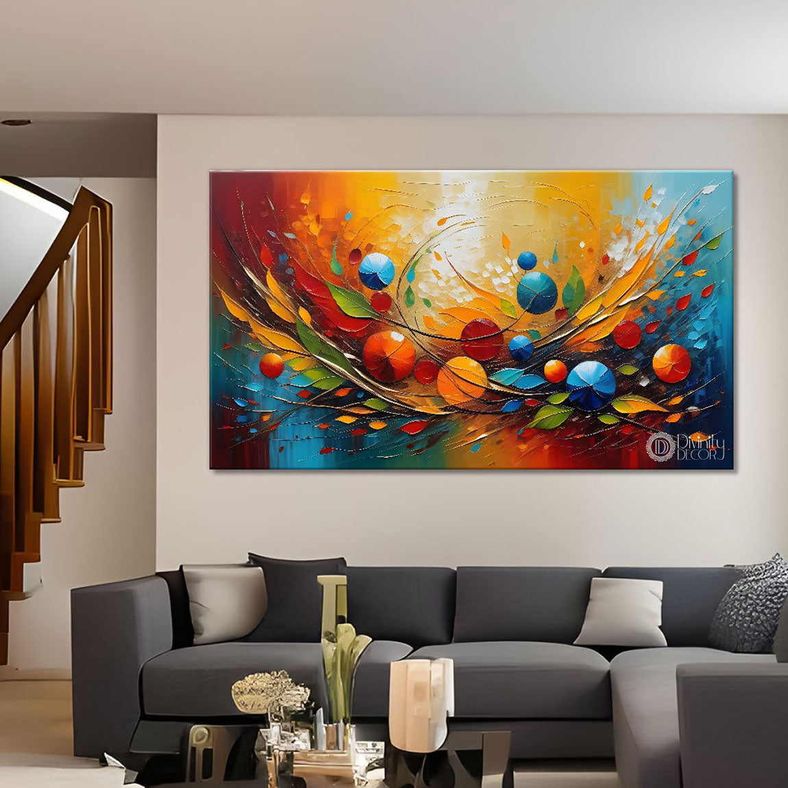 Colorful textured oil painting Canvas Painting - Design - Modern-L-344