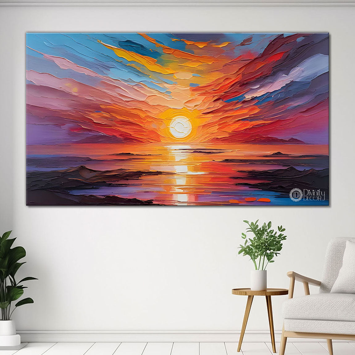 Sunrise view textured painting Canvas Painting - Nature Art -345