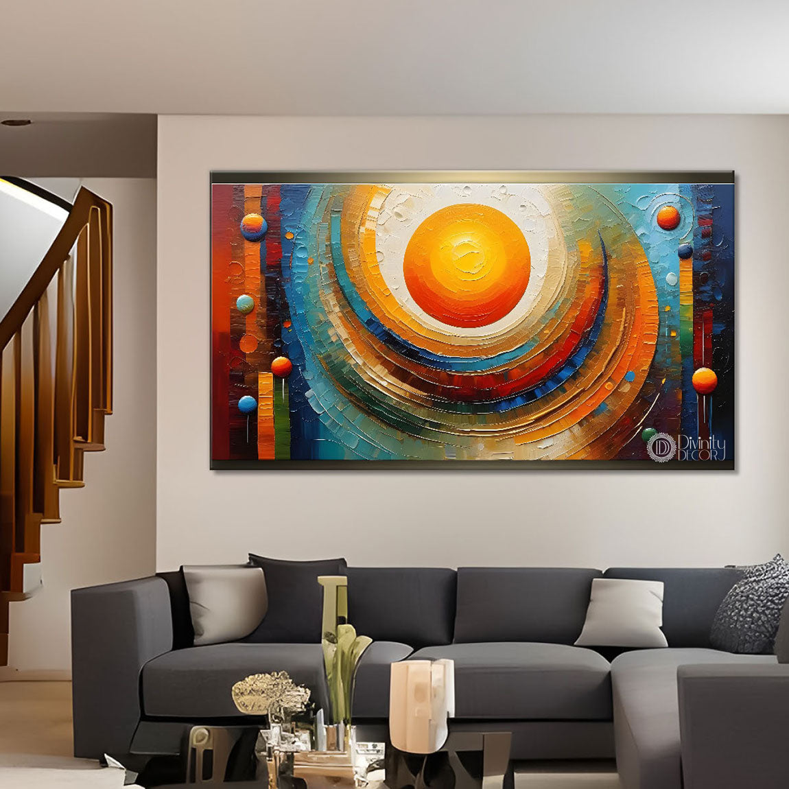 Sunset view textured modern art Canvas Painting - Design - Modern-L-348