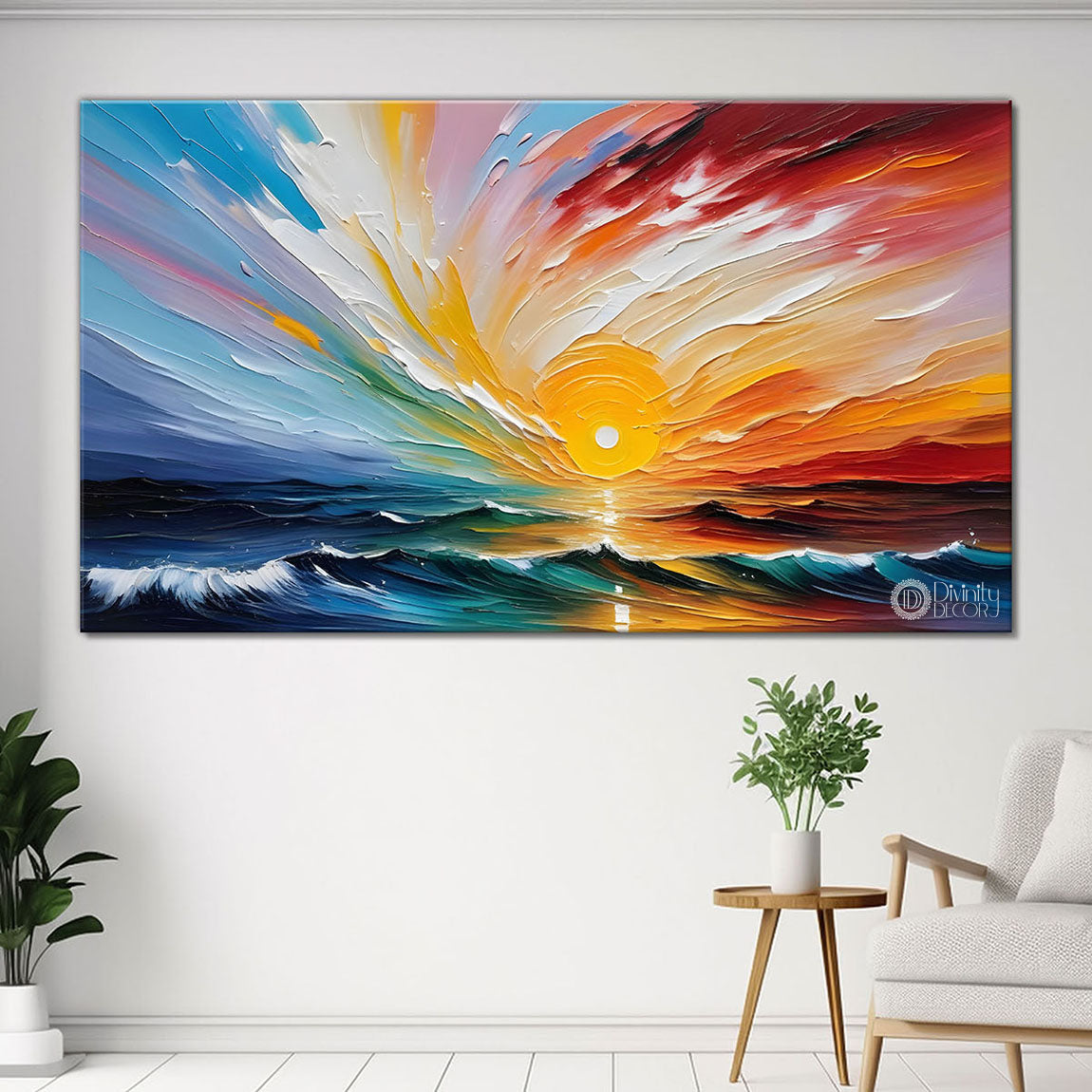 Sunrise view textured painting Canvas Painting - Nature Art -349