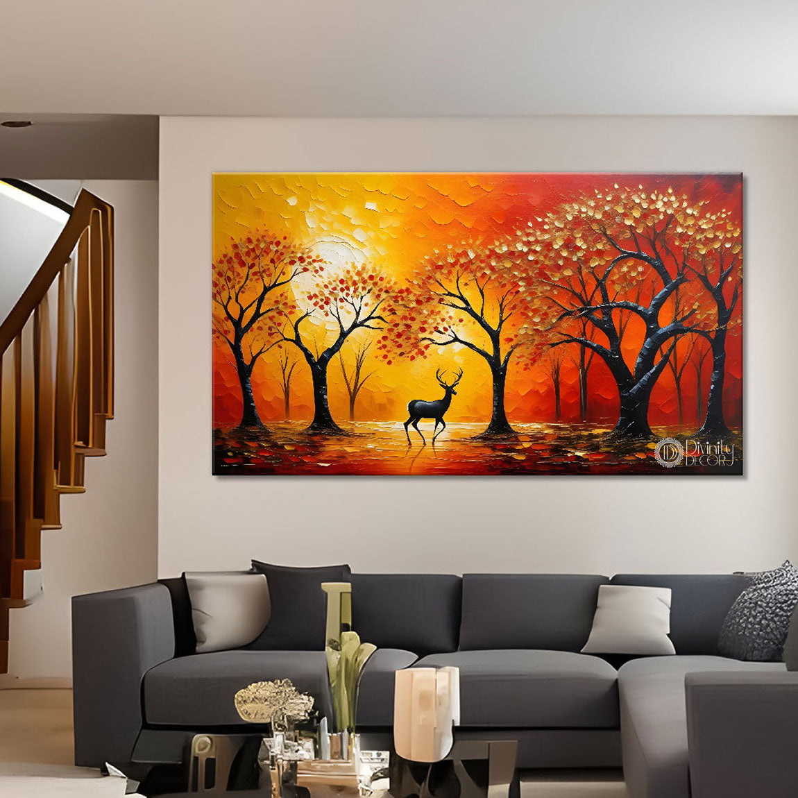 Sunset view textured modern art Canvas Painting - Design - Modern-L-350