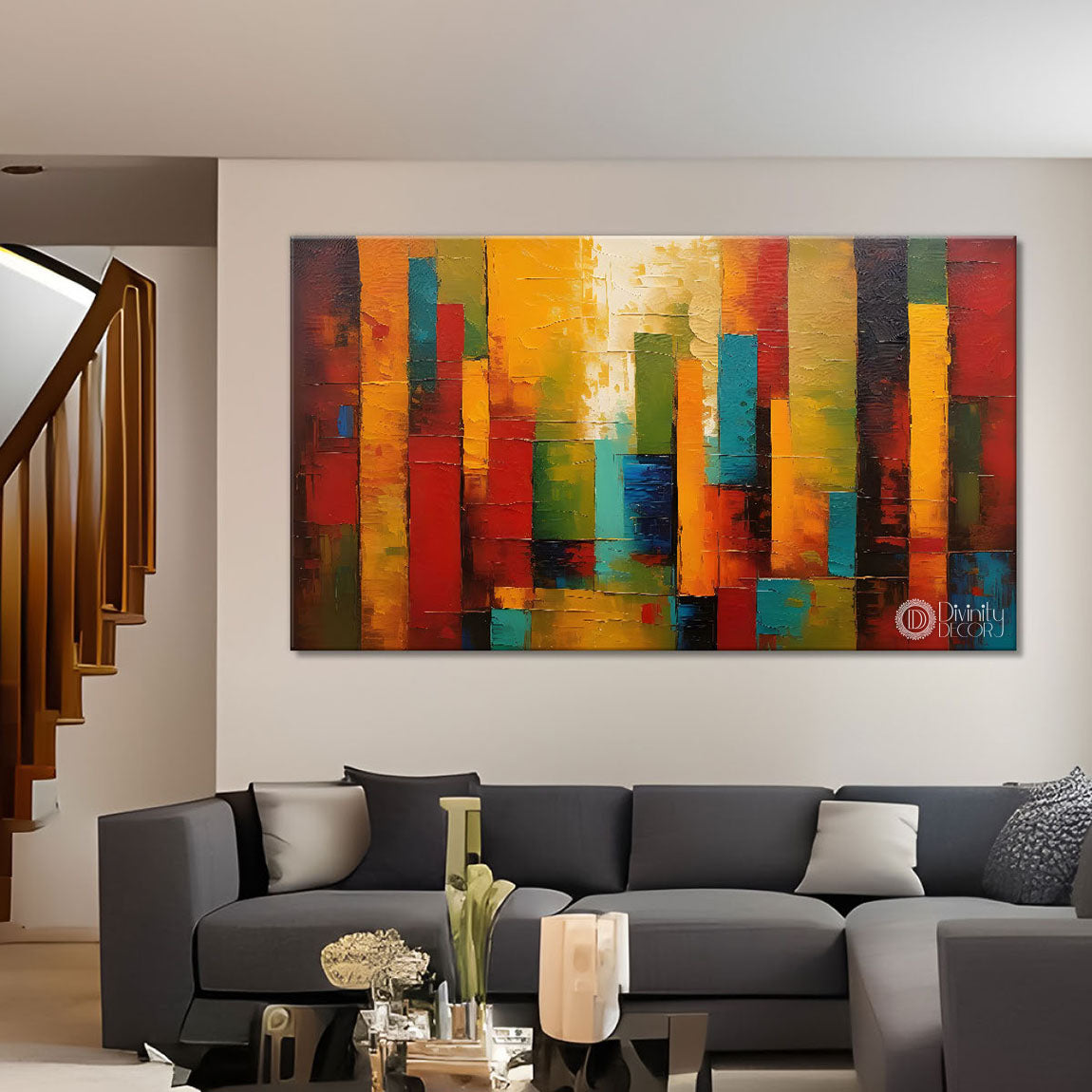 Colorful textured oil painting Canvas Painting - Design - Modern-L-352