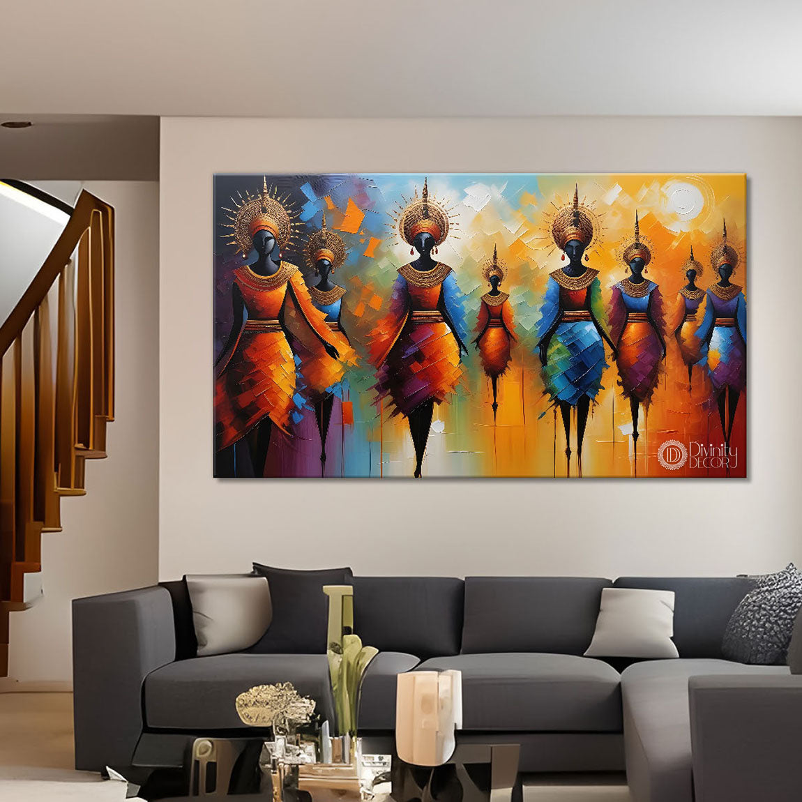Tribal Textured art Canvas Painting - Design - Modern-L-356