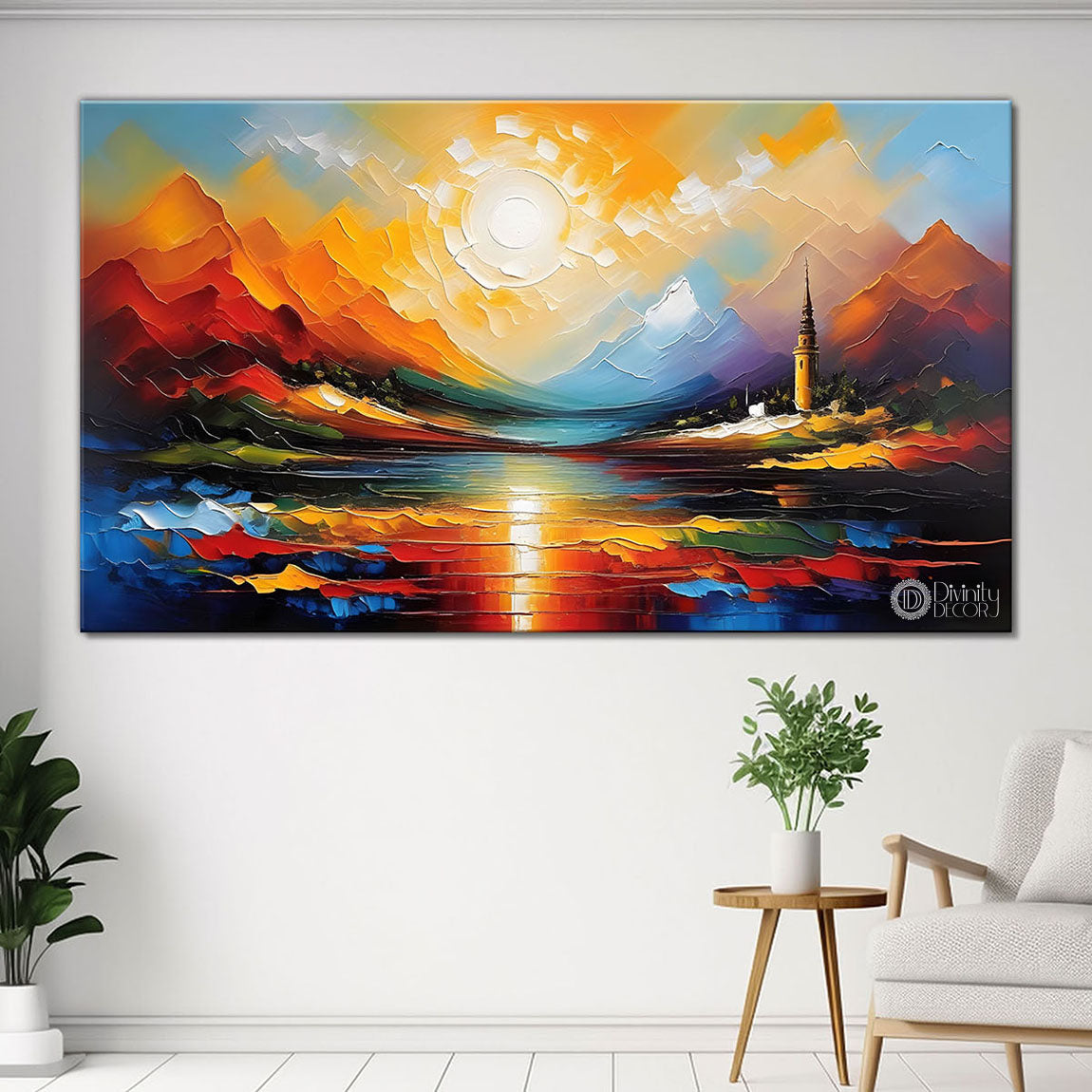 Sunrise view textured painting Canvas Painting - Nature Art -359