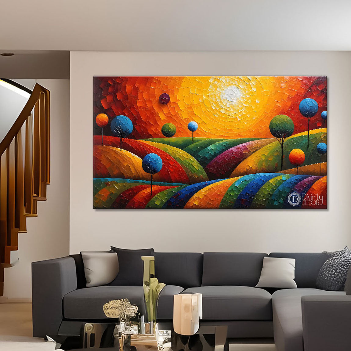Colorful Textured Modern art Canvas Painting - Design - Modern-L-360