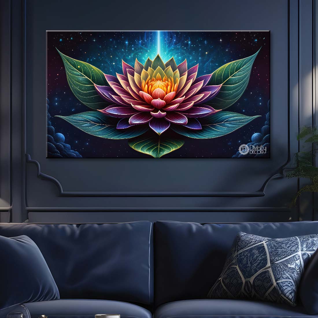 Purple flower in dark background canvas painting- Flower-362