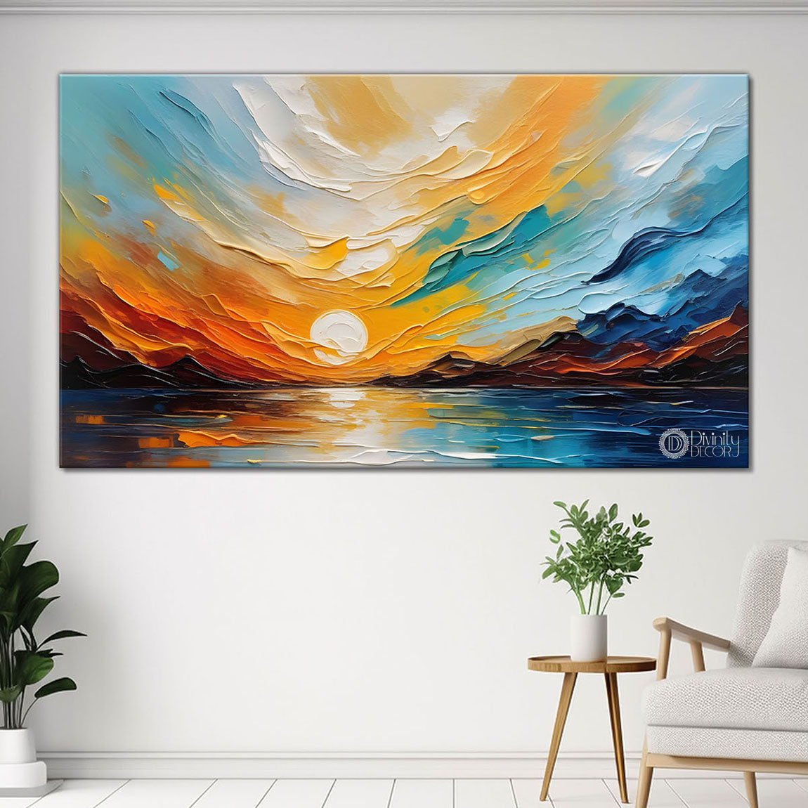 Mountains with sunset painting Canvas Painting - Nature Art -366