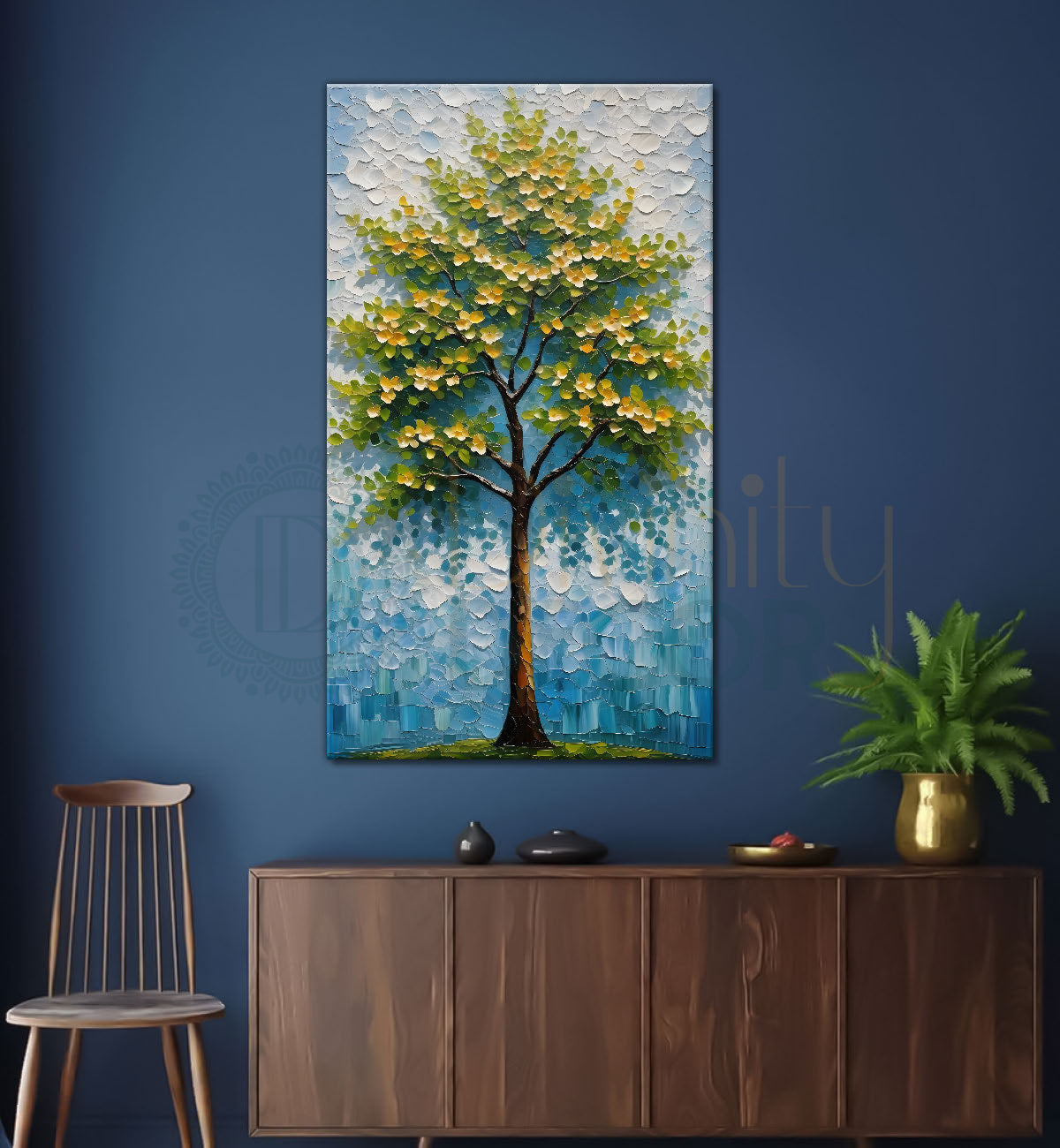 Orange tree in textured modern art Canvas painting - Tree-V-36