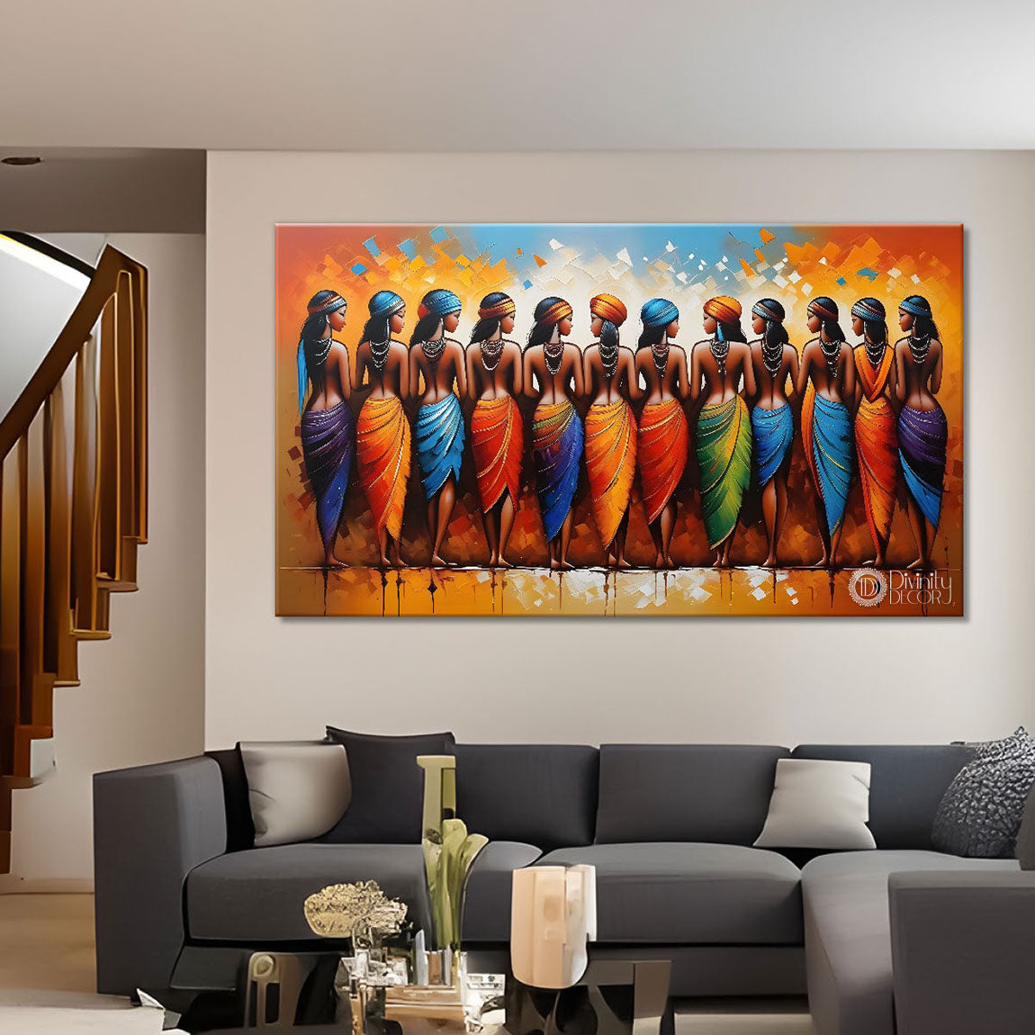 Tribal Textured art Canvas Painting - Design - Modern-L-373