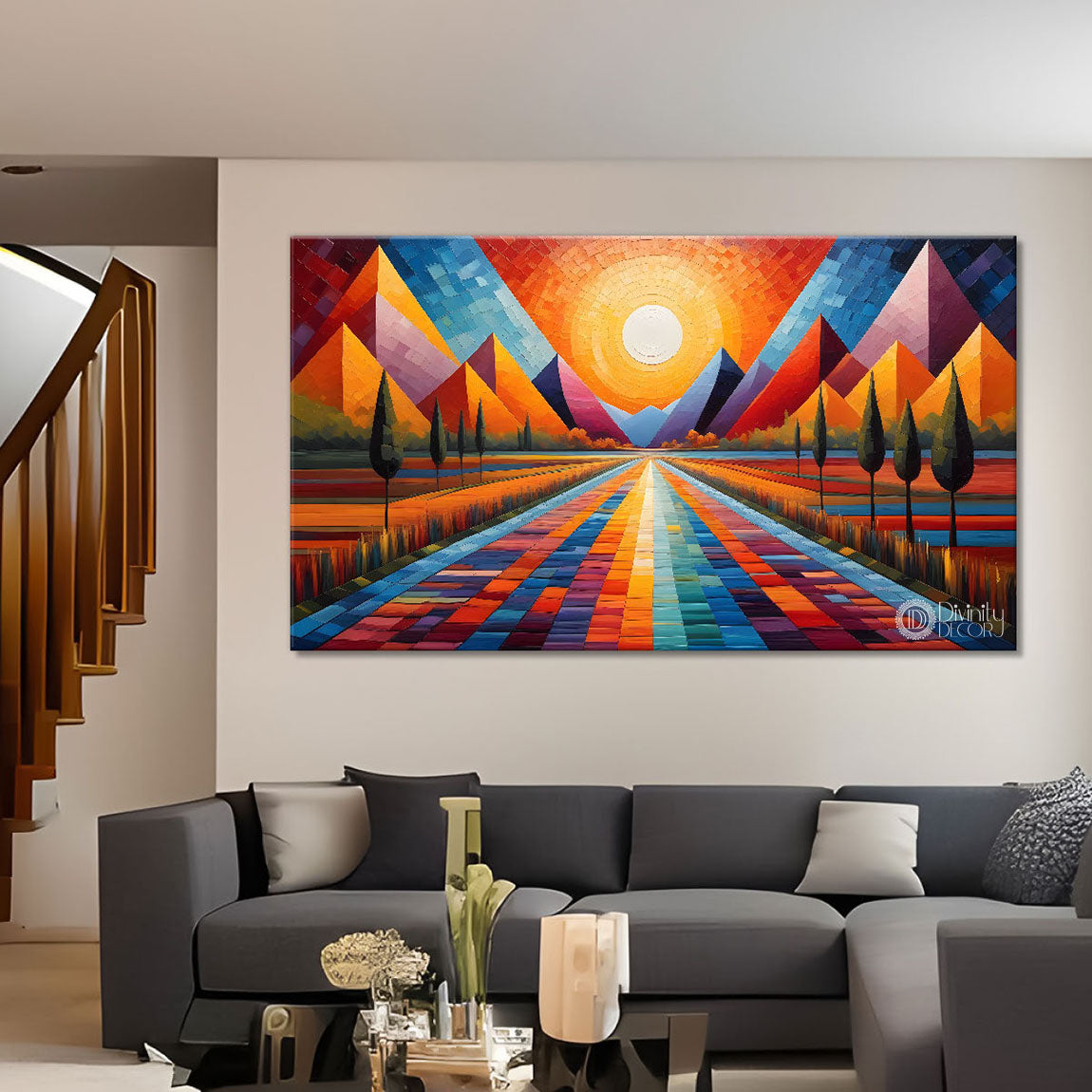 Mountains in texture modern art Canvas Painting - Design - Modern-L-375