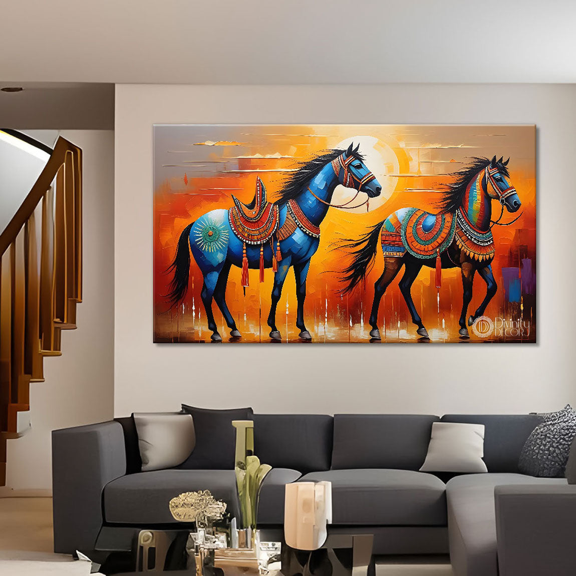 Horse textured modern art Canvas Painting - Design - Modern-L-376