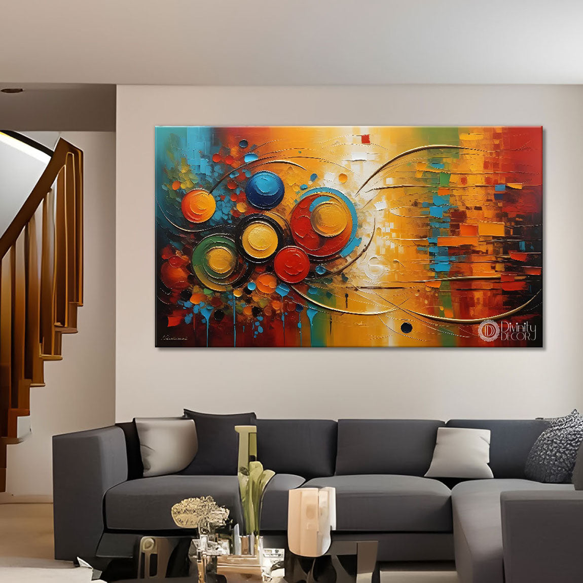 Colorful Textured Modern art Canvas Painting - Design - Modern-L-378