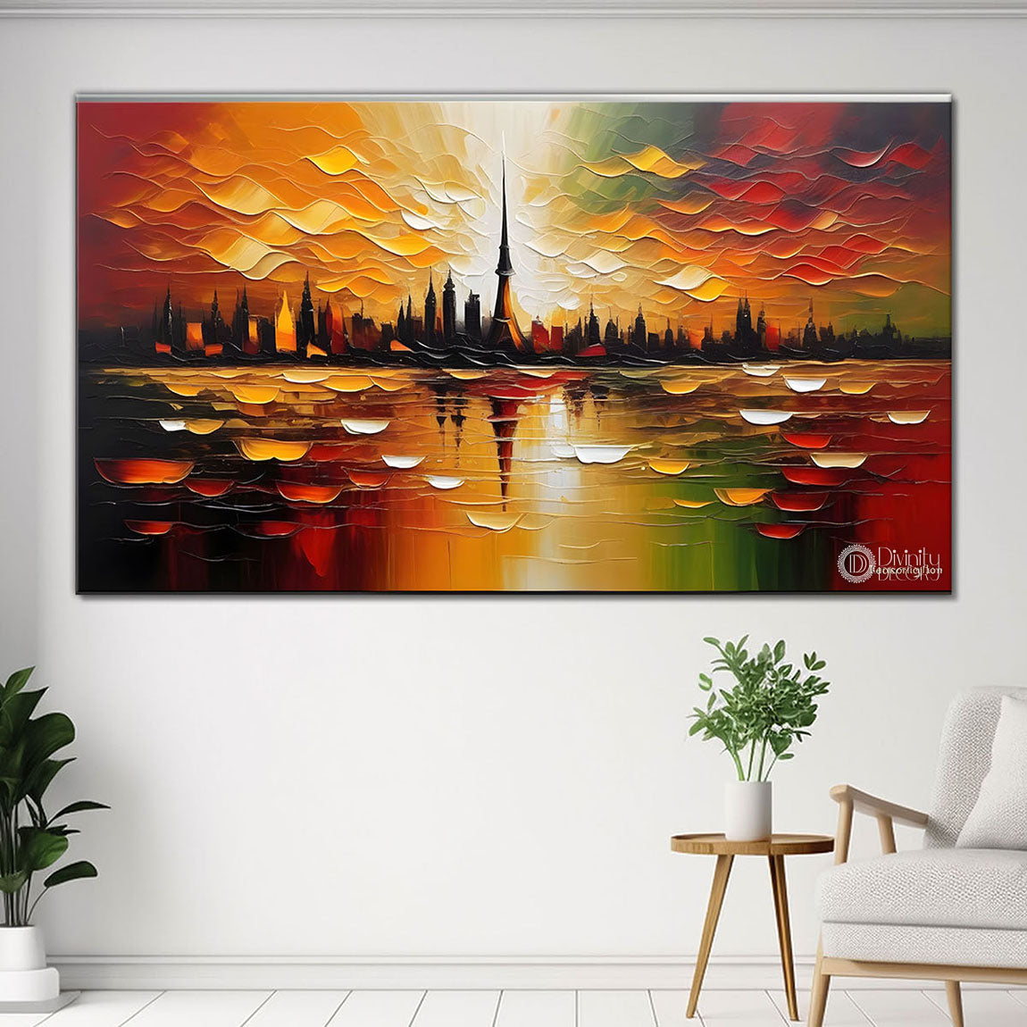 Colorful city textured painting Canvas Painting - Nature Art -384