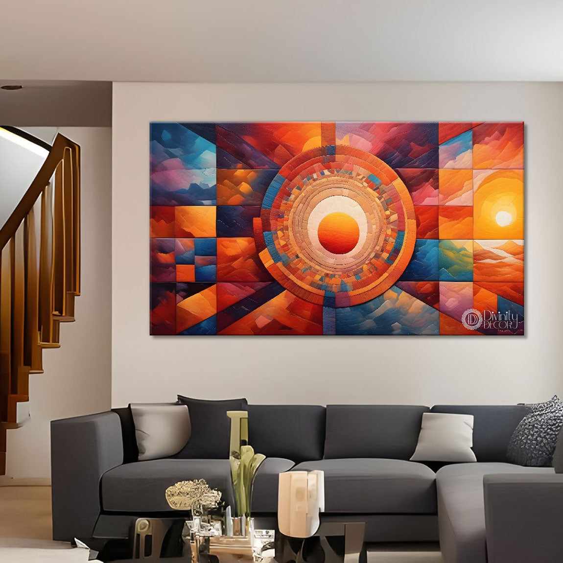 Sunset view textured modern art Canvas Painting - Design - Modern-L-385