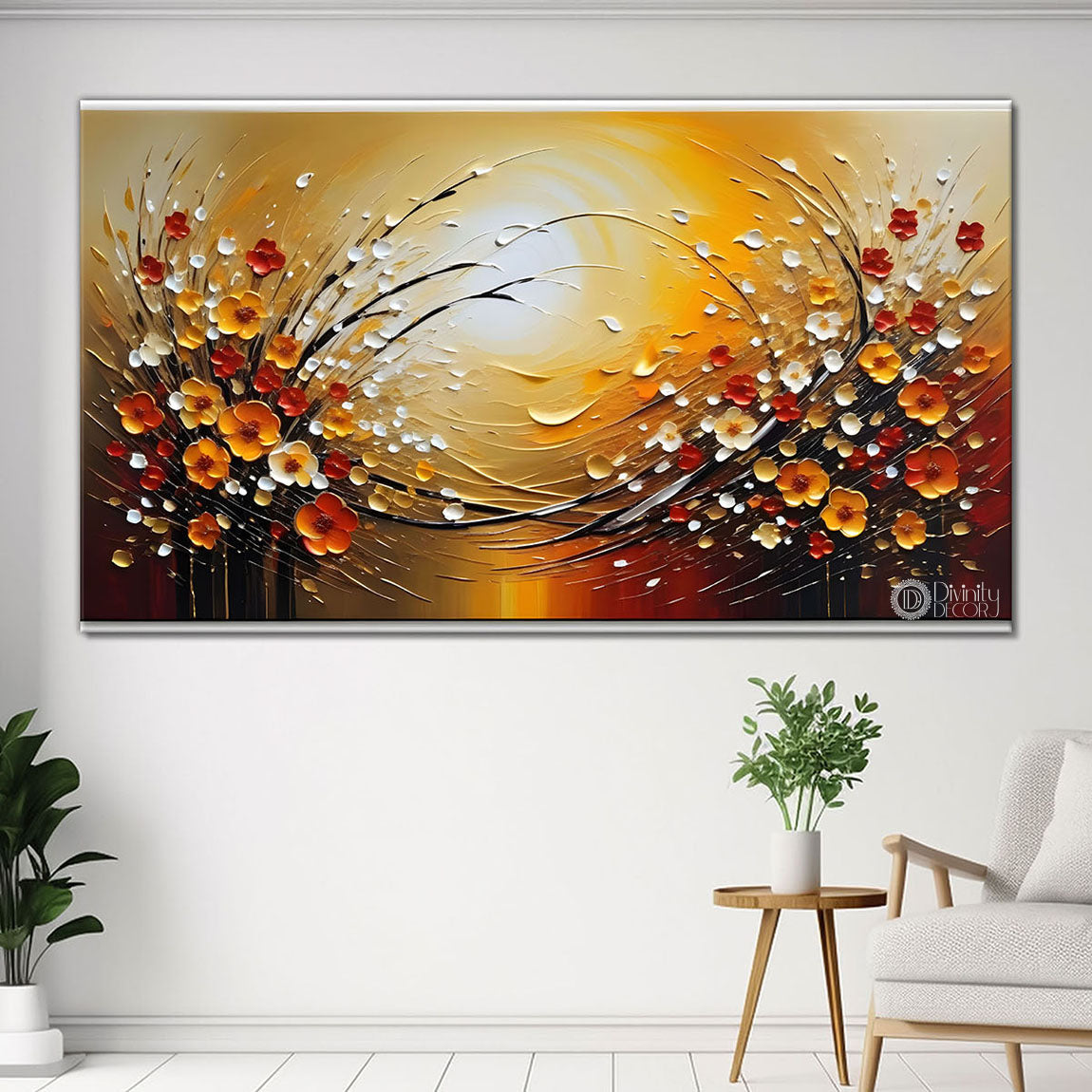 Trees with sun textured painting Canvas Painting - Nature Art -387