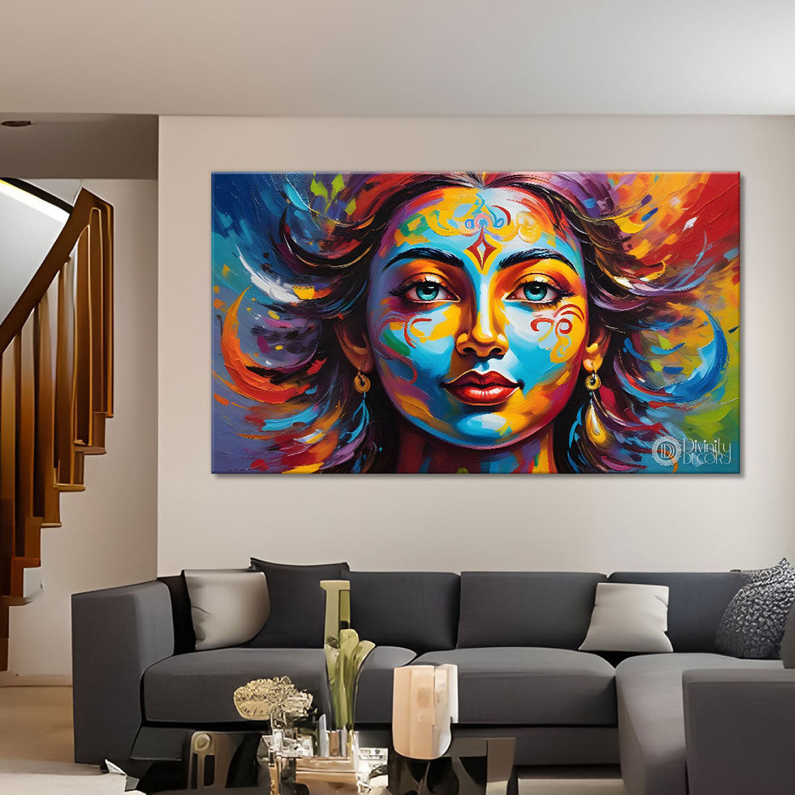 Beauty in brown lady textured modern art Canvas Painting - Design - Modern-L-390