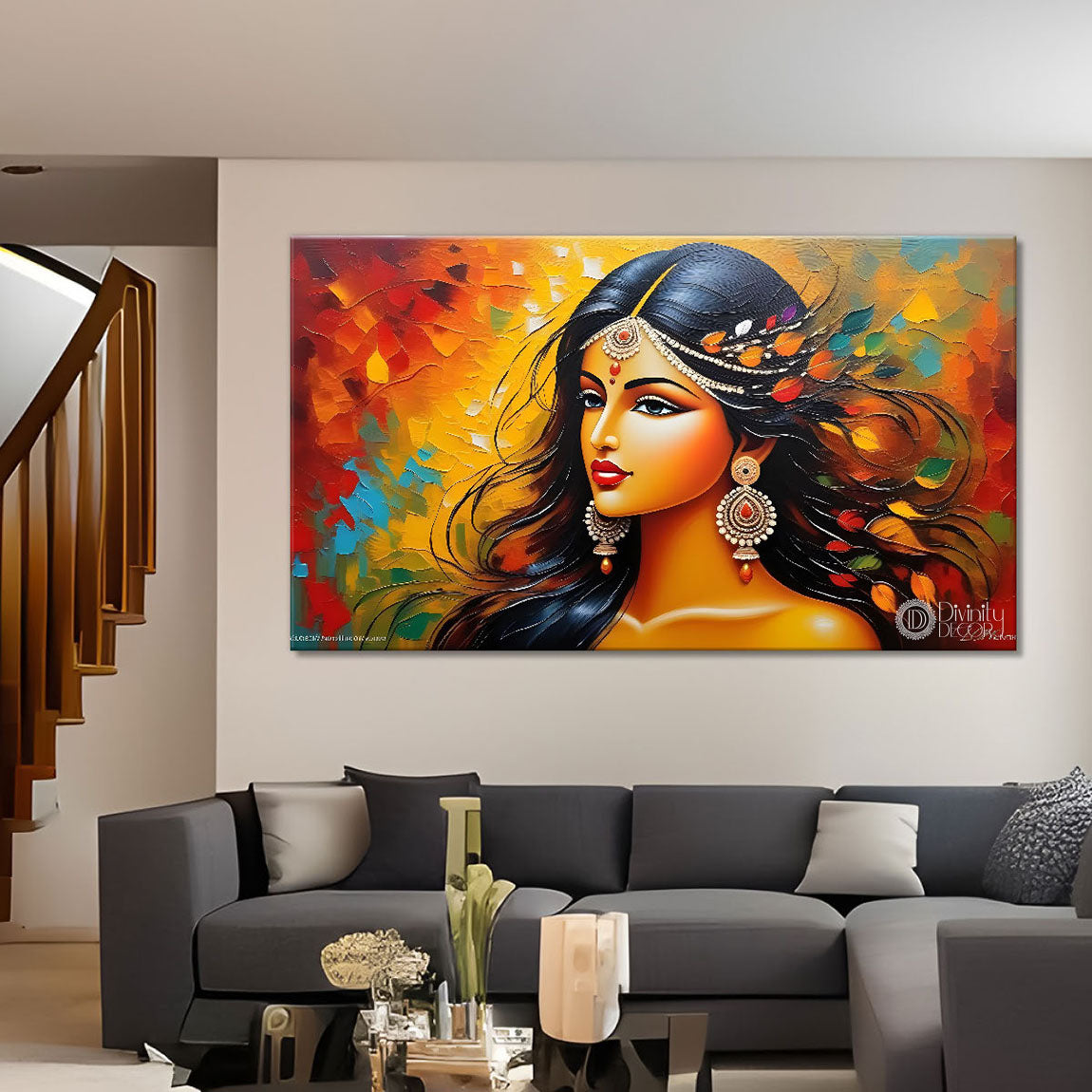Beauty in brown lady textured modern art Canvas Painting - Design - Modern-L-394