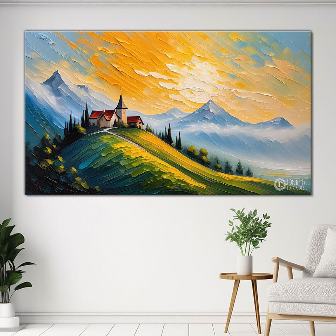 Mountains with greenery painting Canvas Painting - Nature Art -397