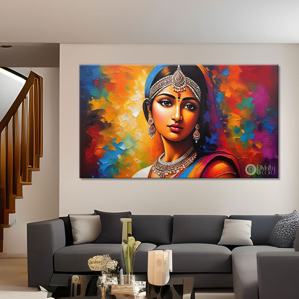 Beauty in brown lady textured modern art Canvas Painting - Design - Modern-L-398