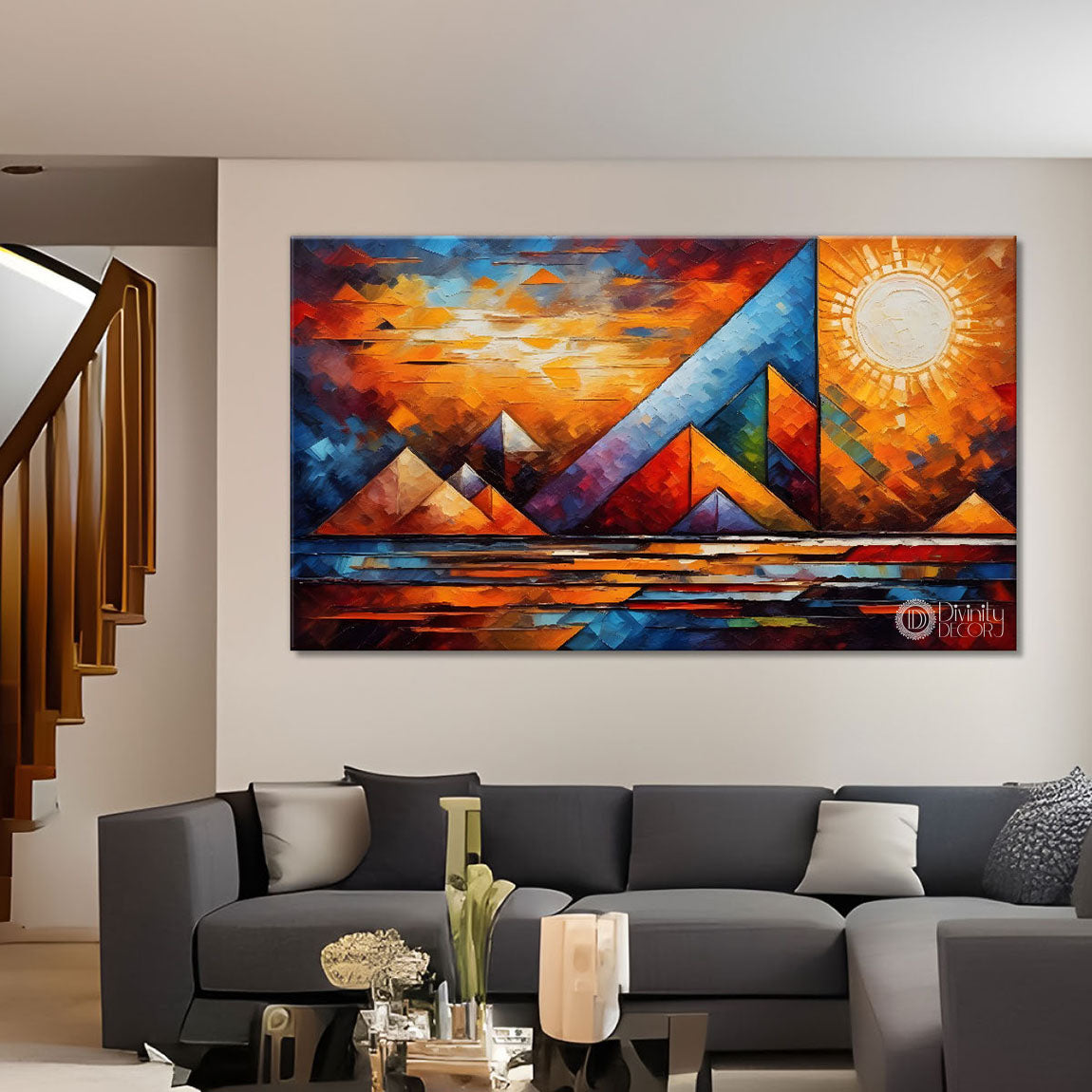Mountains in texture modern art Canvas Painting - Design - Modern-L-399