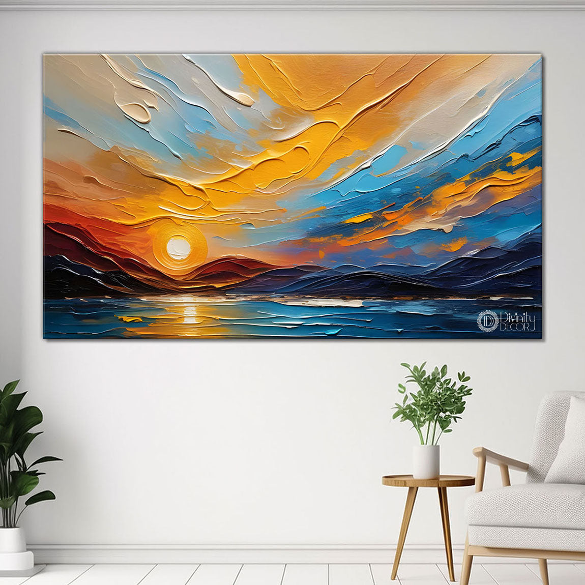 Mountains and sunset painting Canvas Painting - Nature Art -399