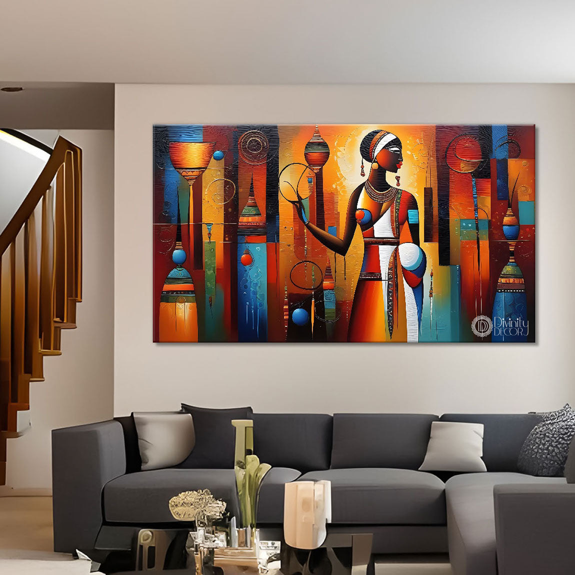 Tribal Textured art Canvas Painting - Design - Modern-L-401