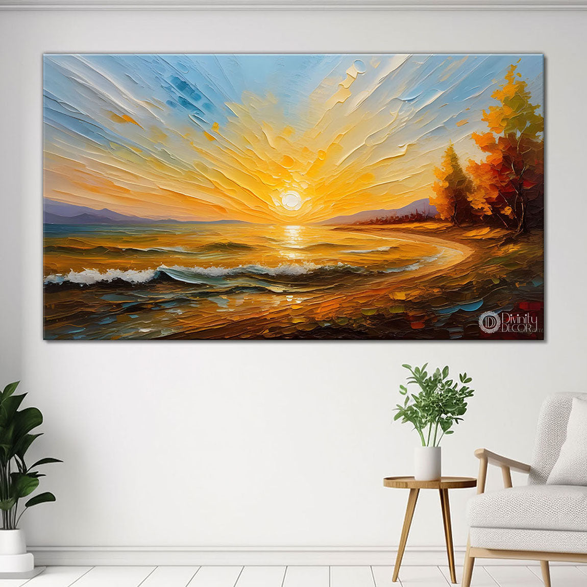 Sea with the sunrise painting Canvas Painting - Nature Art -402