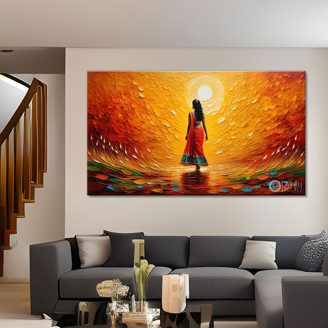 Beauty in brown lady textured modern art Canvas Painting - Design - Modern-L-402