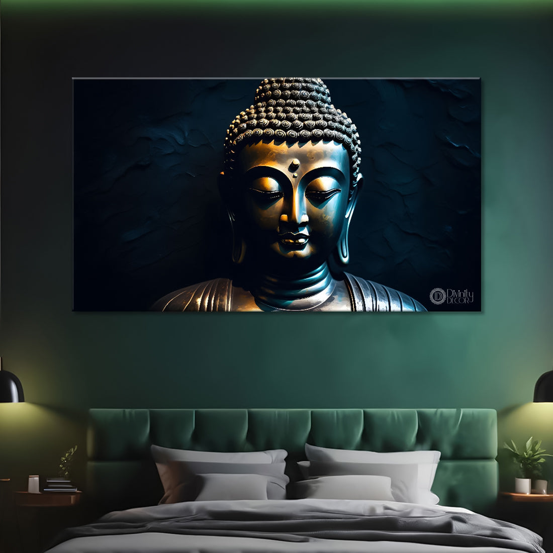 Back buddha with dark background textured art Canvas Wall Painting - Buddha-403