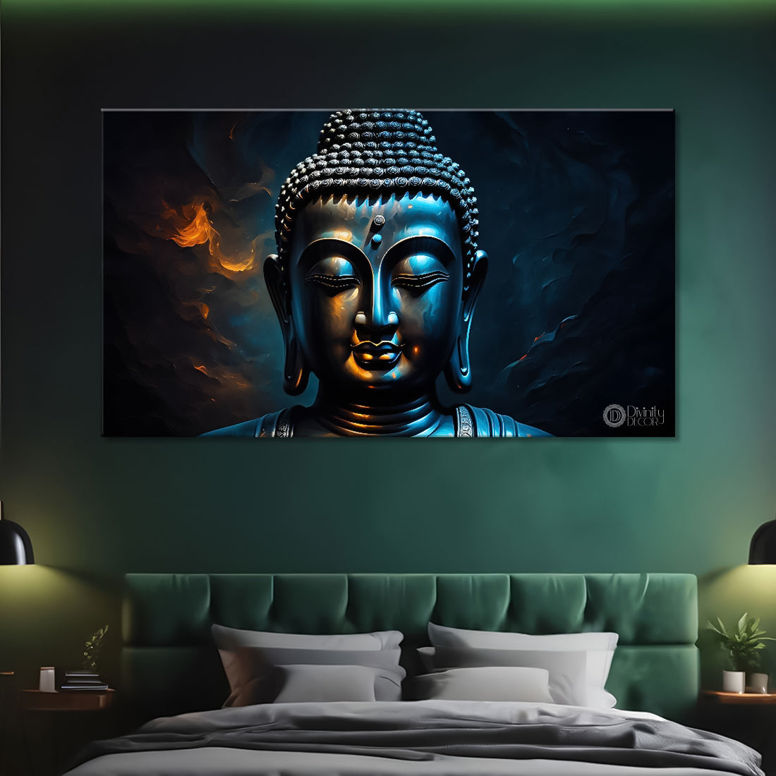 Black buddha with dark background textured art Canvas Wall Painting - Buddha-404