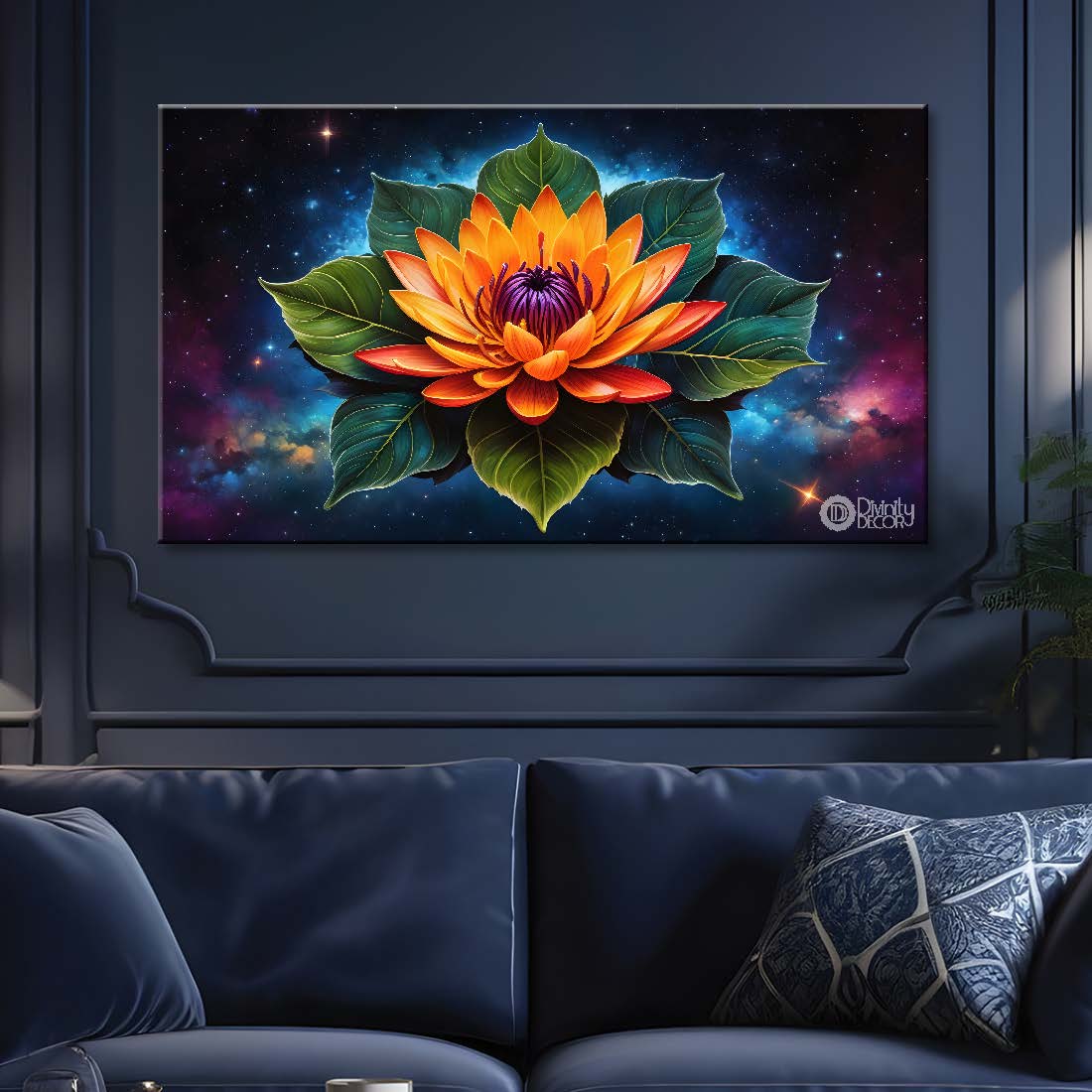 Orange flowers in dark background canvas painting- Flower-404