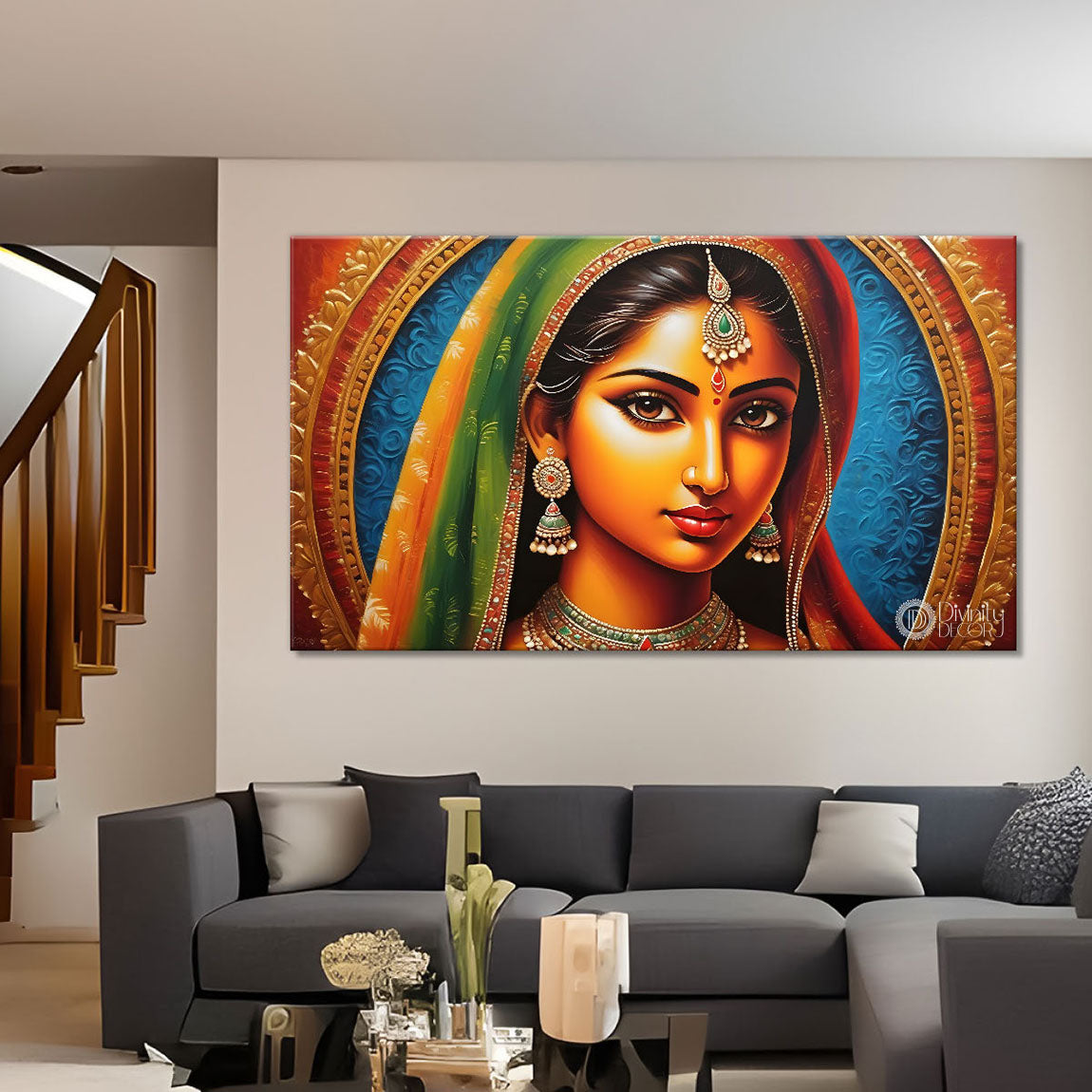 Beauty in brown lady textured modern art Canvas Painting - Design - Modern-L-405