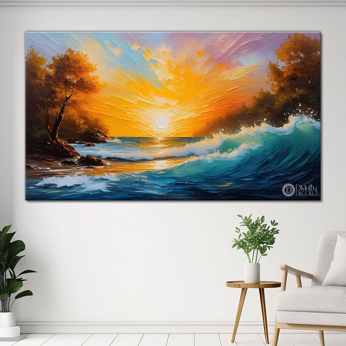 Sea with the sunrise painting Canvas Painting - Nature Art -405