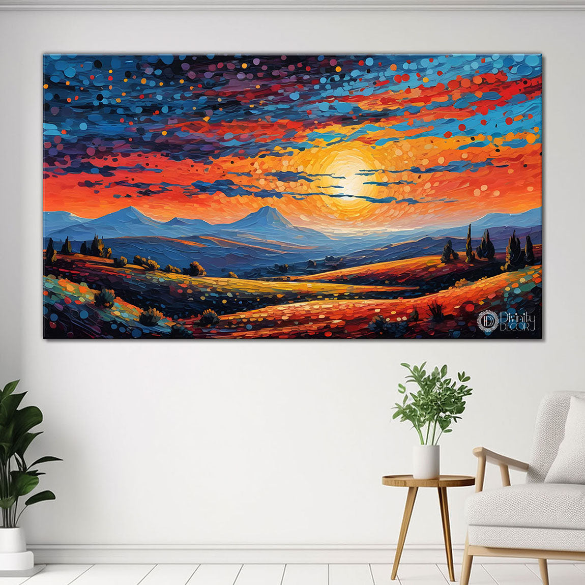 Mountains and sunset painting Canvas Painting - Nature Art -412