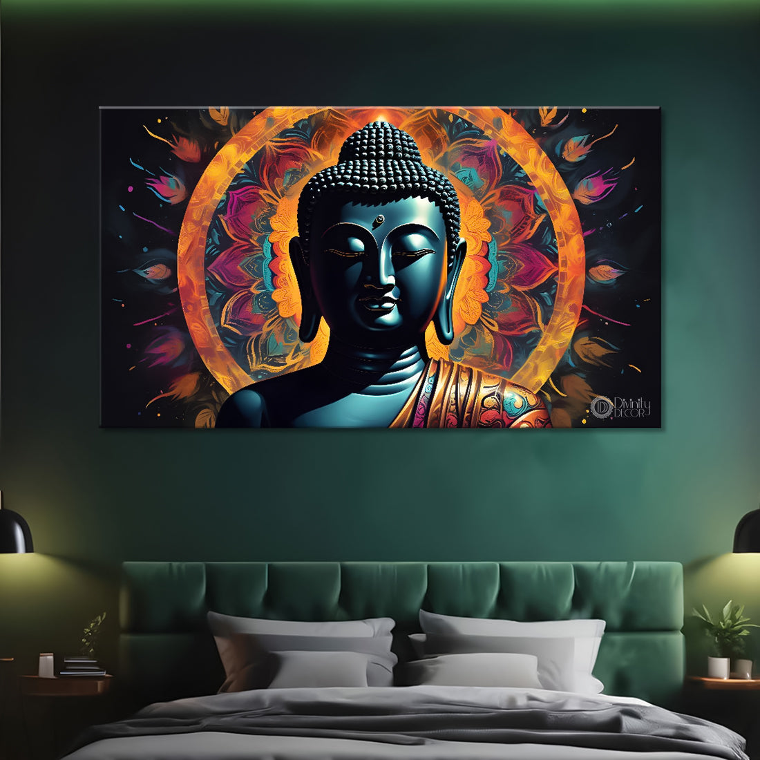 Buddha with colorful background textured painting Canvas Wall Painting - Buddha-420