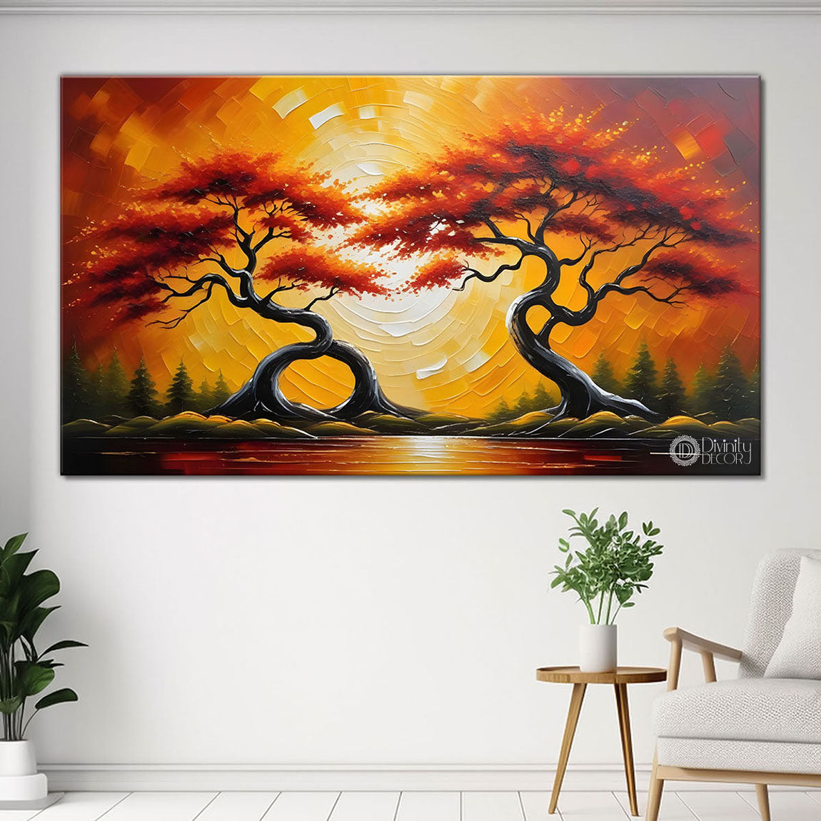Orange trees textured painting Canvas Painting - Nature Art -420