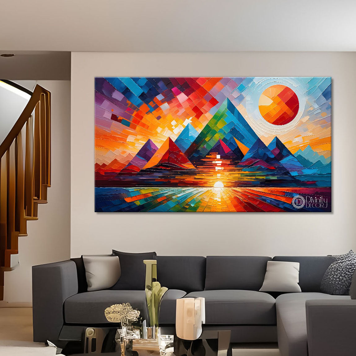 Mountains in texture modern art Canvas Painting - Design - Modern-L-421