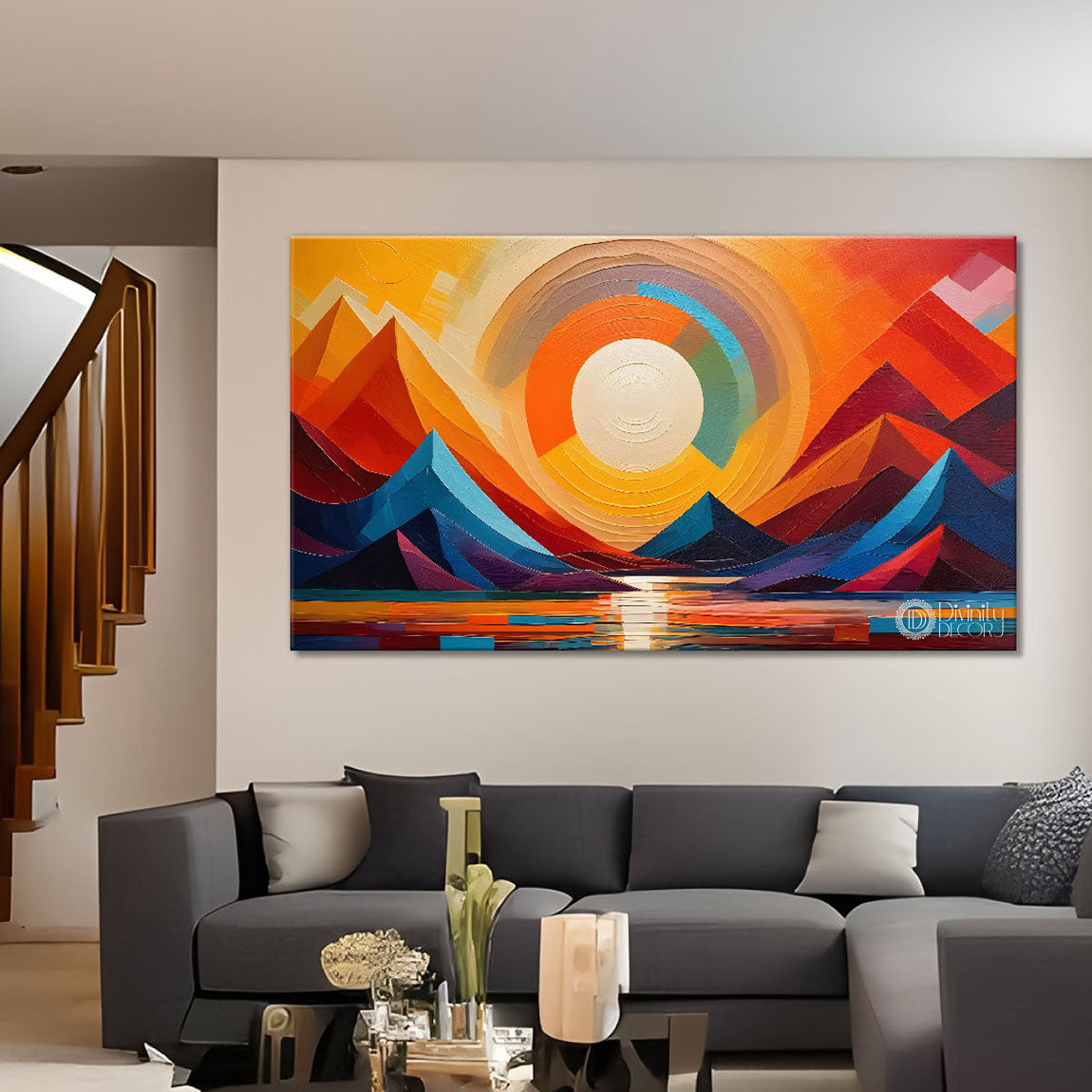 Mountains in texture modern art Canvas Painting - Design - Modern-L-426