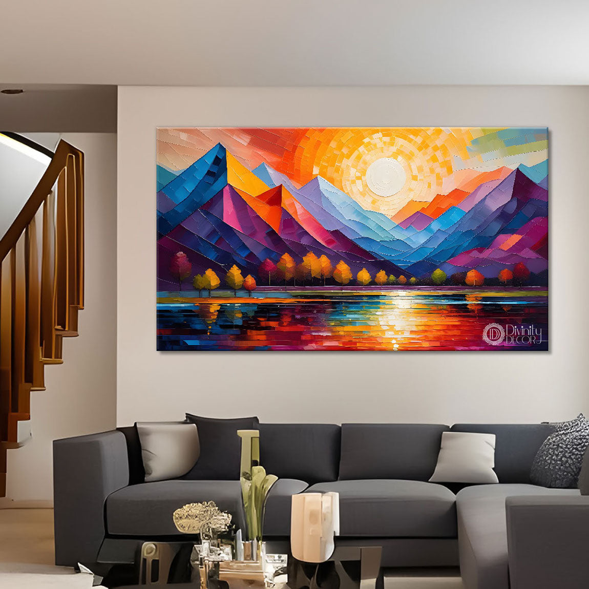 Mountains in texture modern art Canvas Painting - Design - Modern-L-429