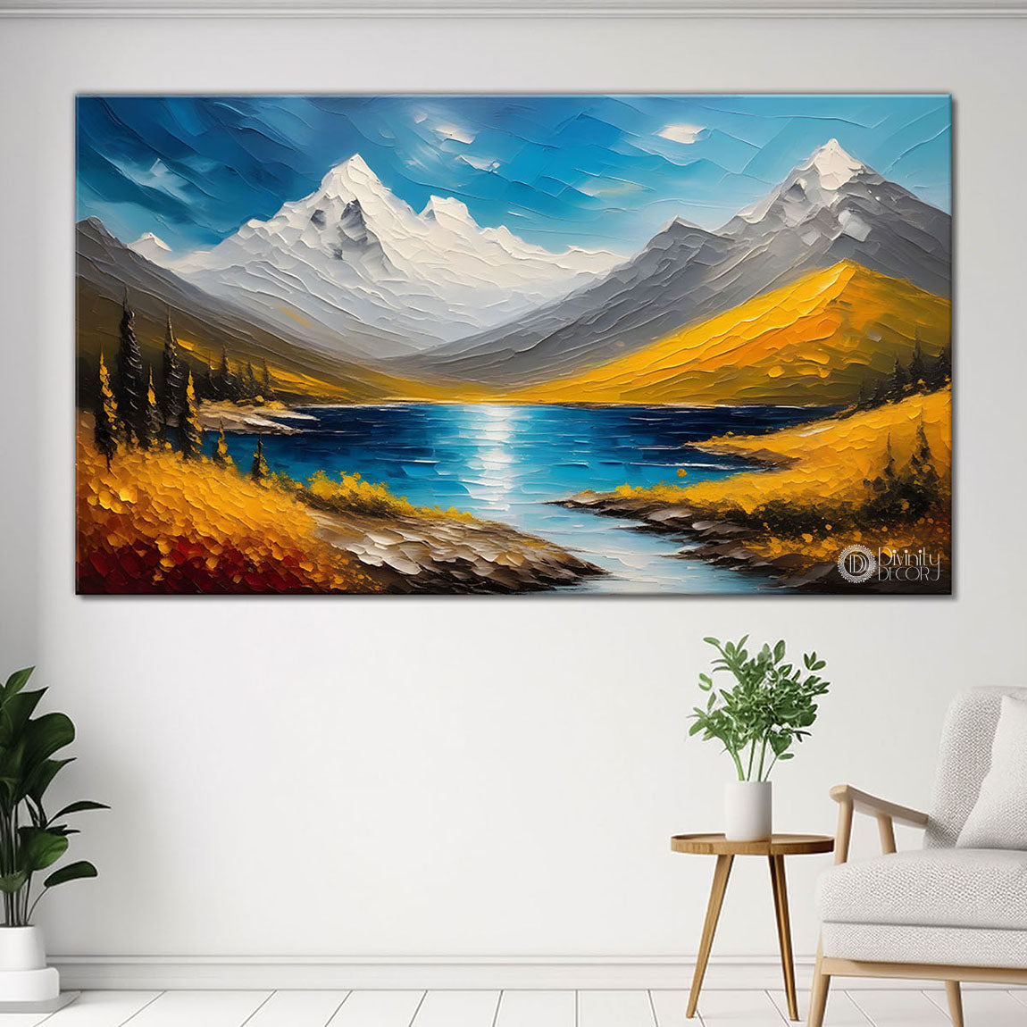 Mountains with lake painting Canvas Painting - Nature Art -431
